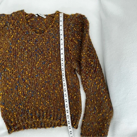 *SOLD* Zara Knit Multicolor Balloon Sleeve Sweater Brown - Picture 7 of 15